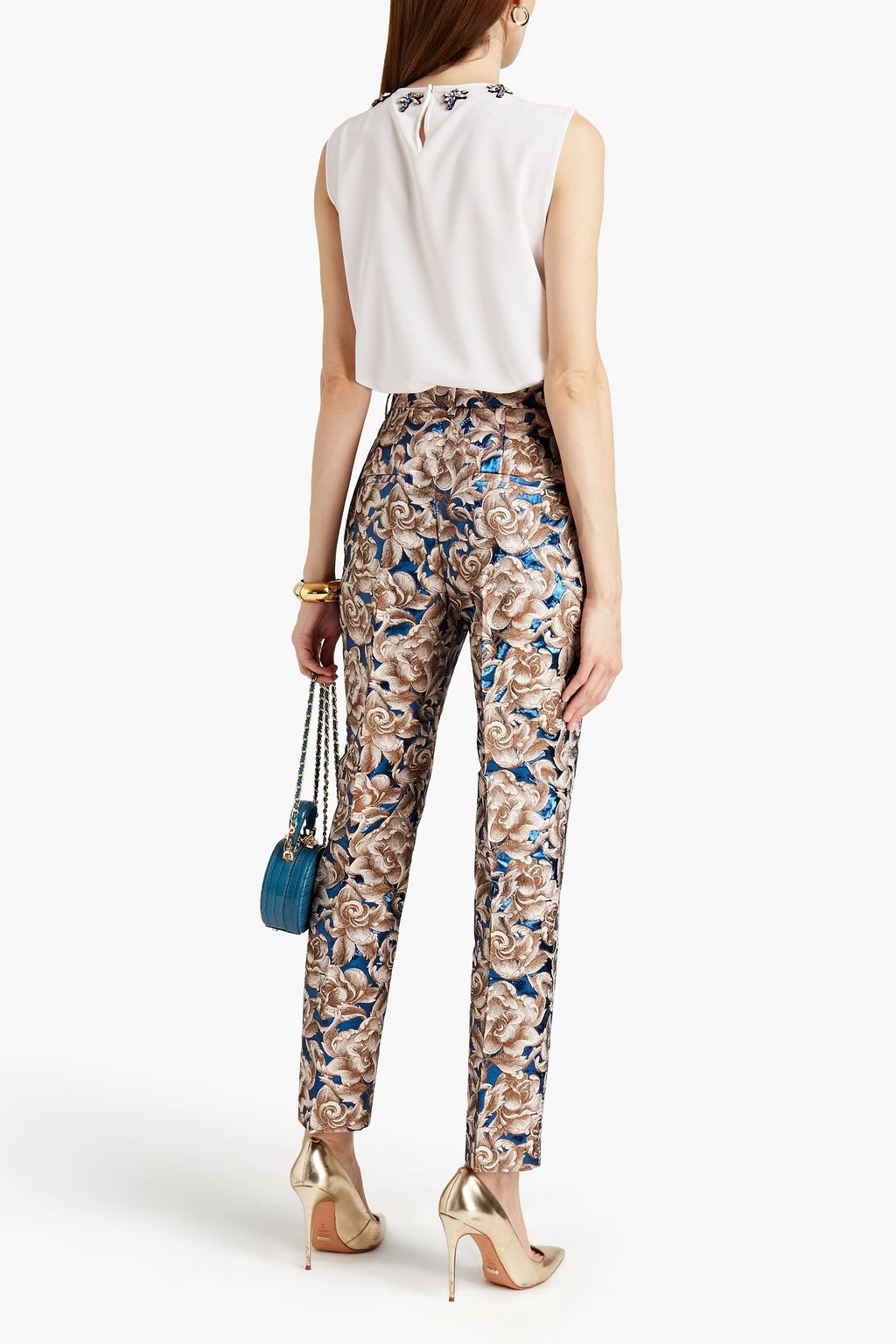 DOLCE&GABBANA Crystal-embellished silk-blend crepe de chine top