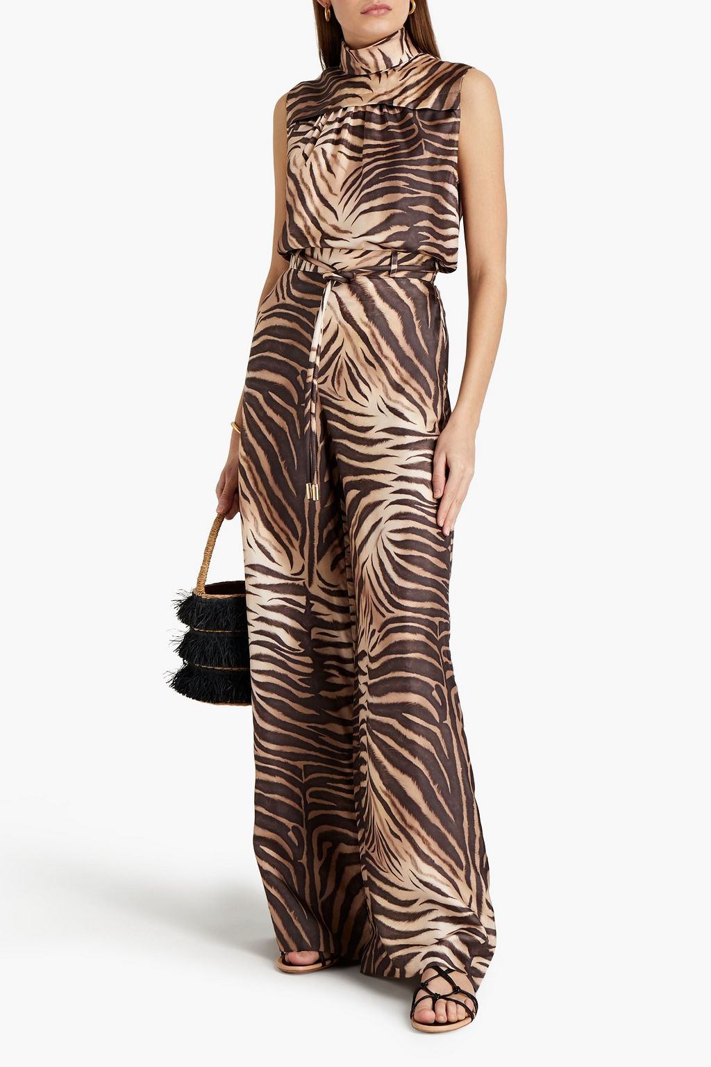 ZIMMERMANN Tiger-print silk-twill wide-leg pants
