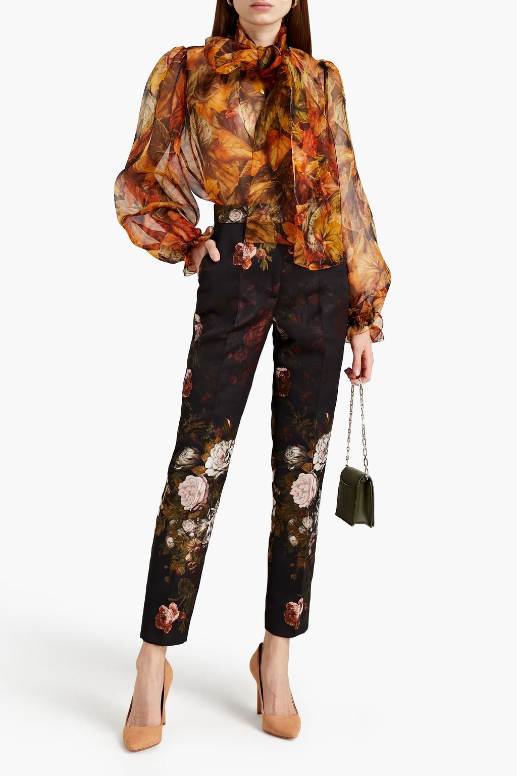DOLCE&GABBANA Floral-jacquard tapered pants