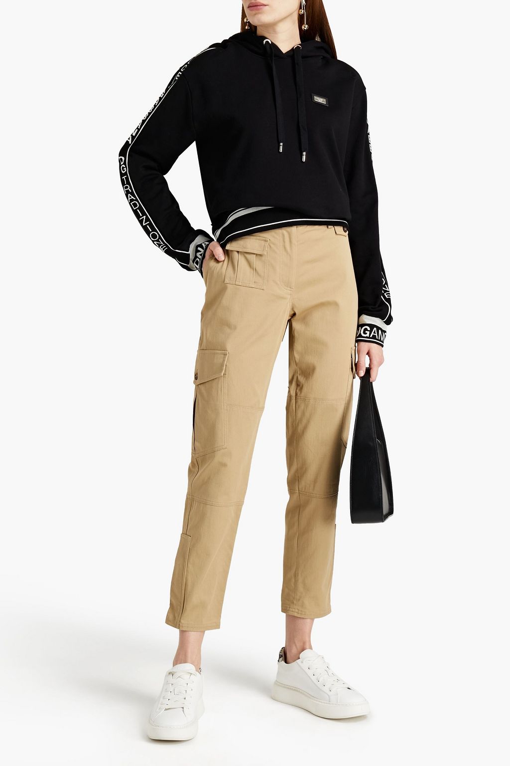 DOLCE&GABBANA Cropped cotton-blend gabardine tapered pants