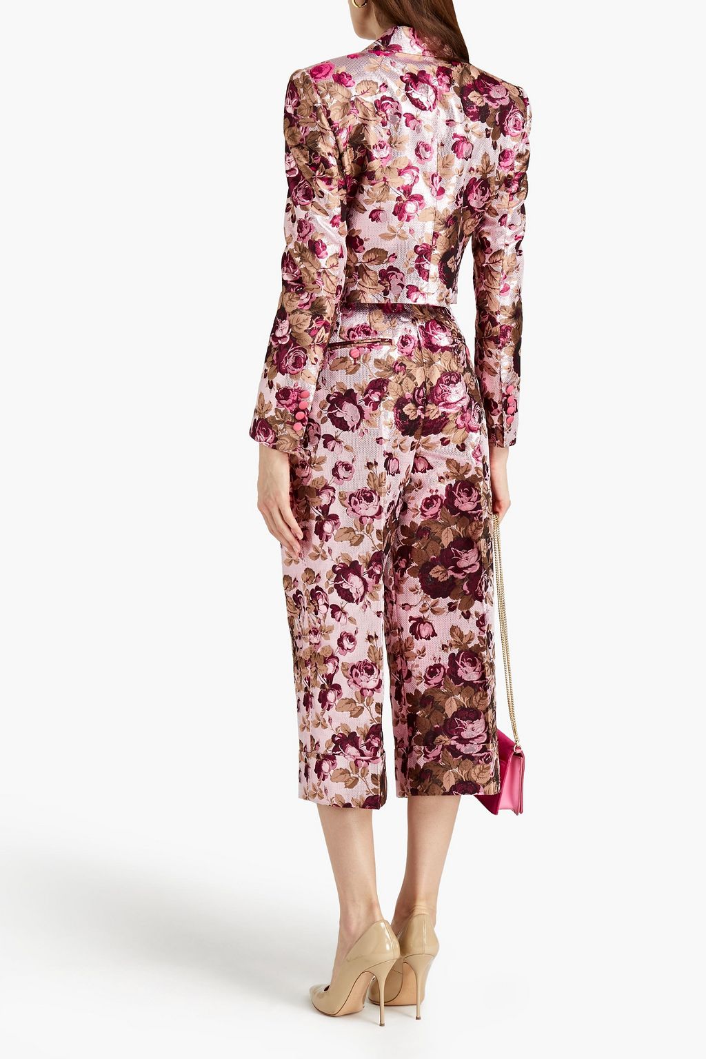 DOLCE&GABBANA Cropped metallic brocade straight-leg pants