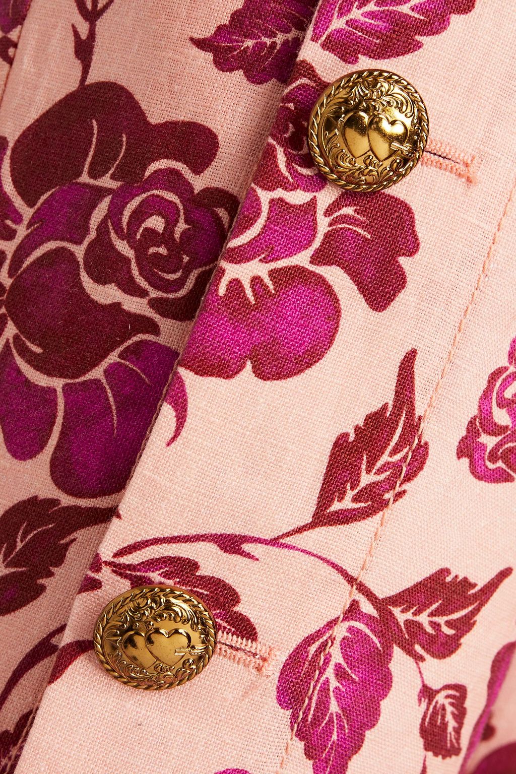 ZIMMERMANN Button-embellished floral-print linen kick-flare pants