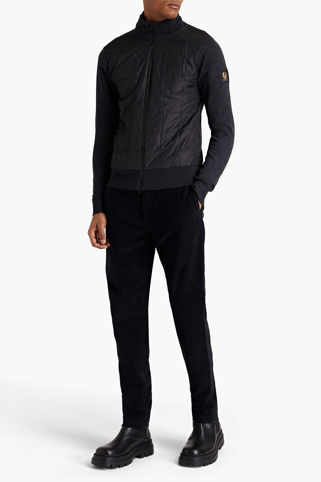BELSTAFF New Kelby slim-fit quilted shell-paneled wool cardigan