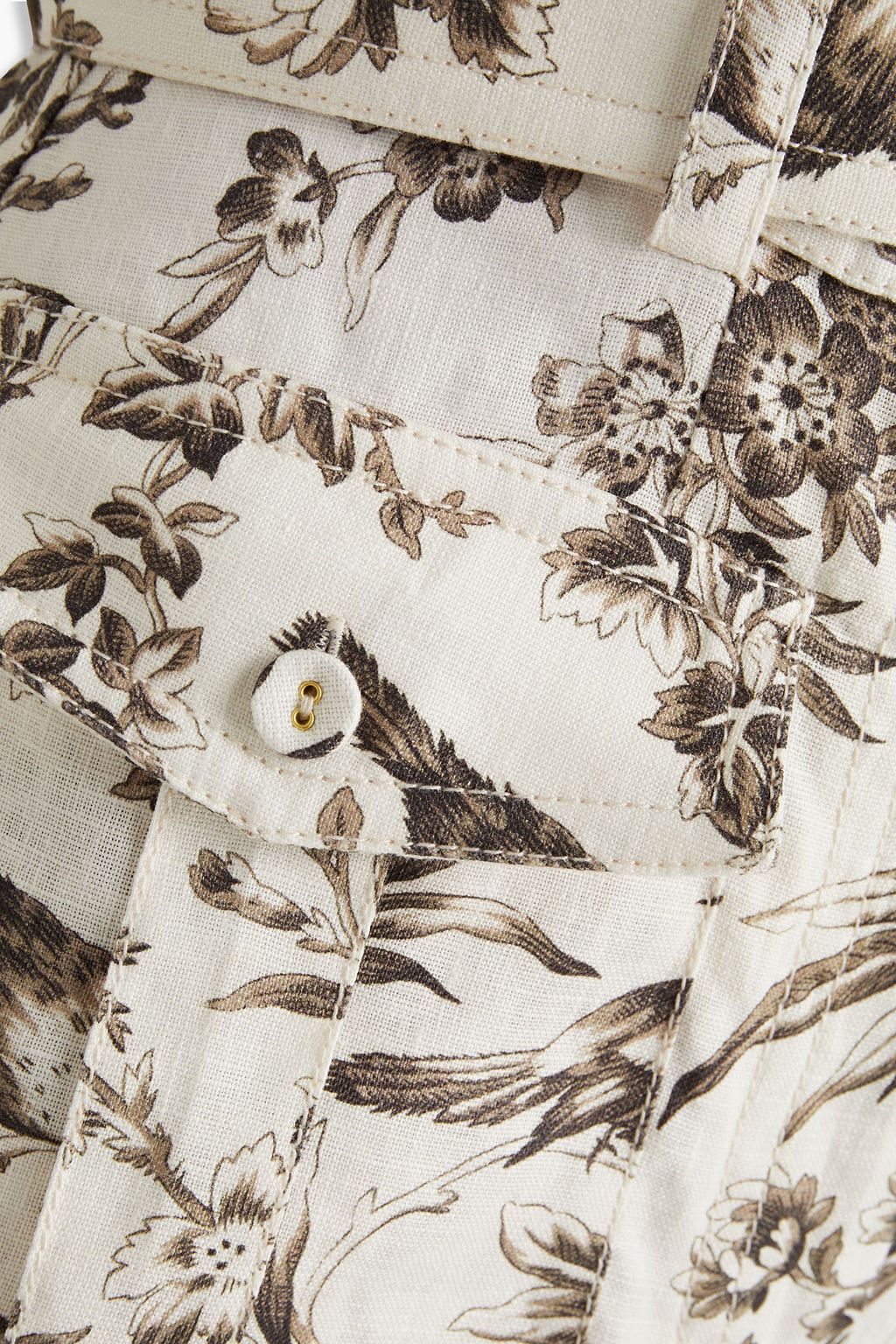 ZIMMERMANN Cropped belted floral-print linen wide-leg pants