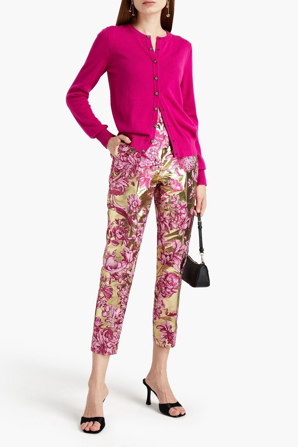 DOLCE&GABBANA Cropped metallic brocade tapered pants