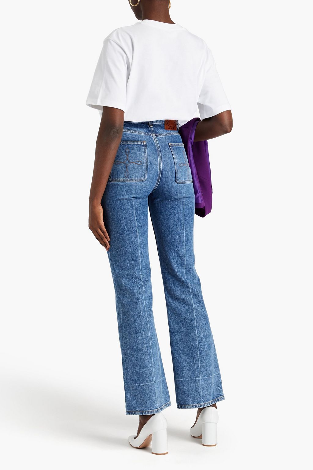 VICTORIA, VICTORIA BECKHAM Embroidered cotton-jersey T-shirt