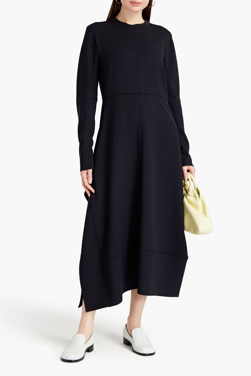 JIL SANDER Asymmetric wool midi dress