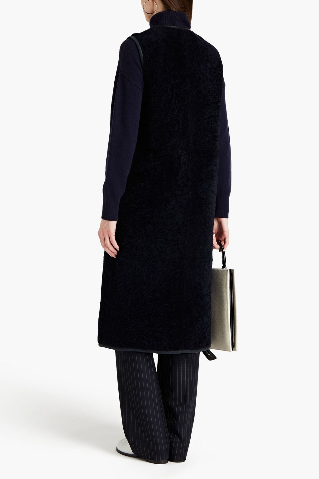 JIL SANDER Reversible leather-trimmed shearling vest