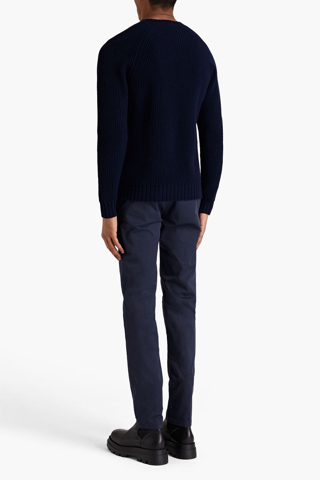 BELSTAFF Logo-appliquéd ribbed wool sweater