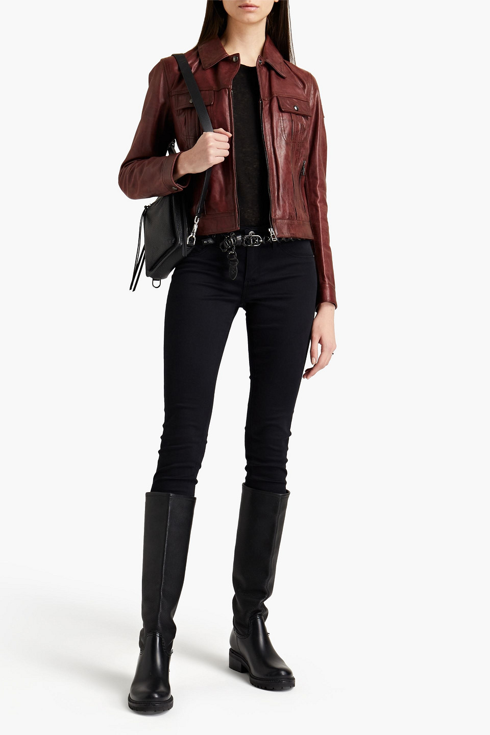 Belstaff Lola Leather Jacket In Burgundy