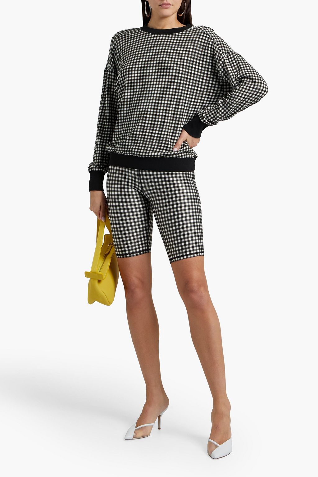 ALICE + OLIVIA Natalie gingham French cotton-blend terry sweatshirt