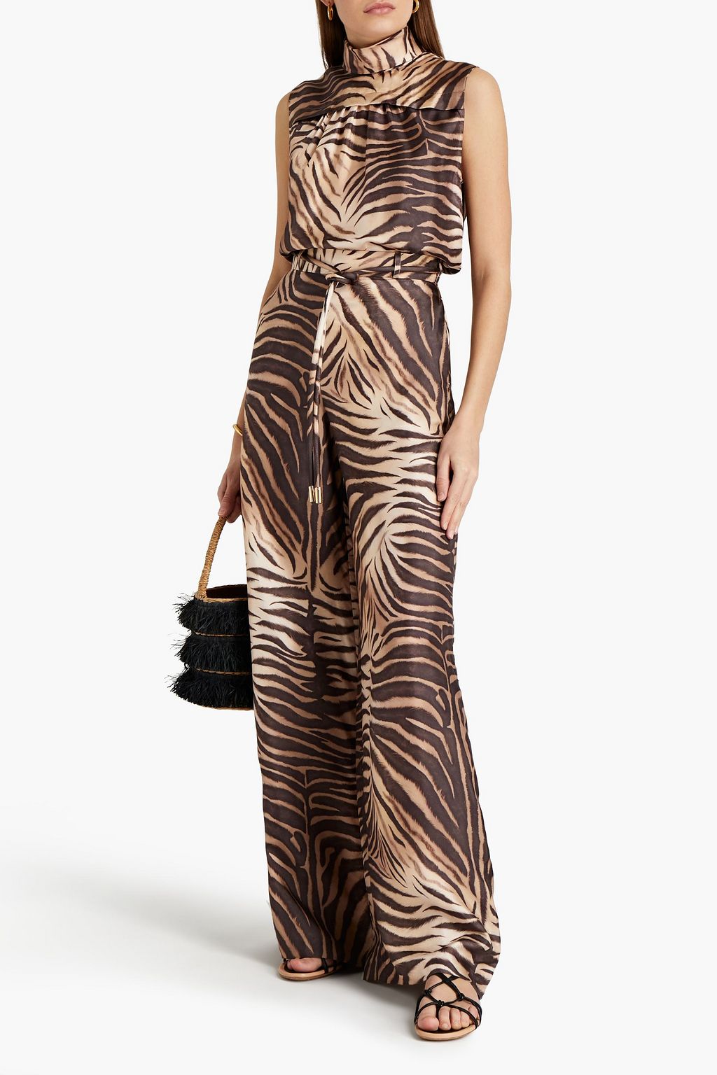 ZIMMERMANN Gathered zebra-print silk-twill top