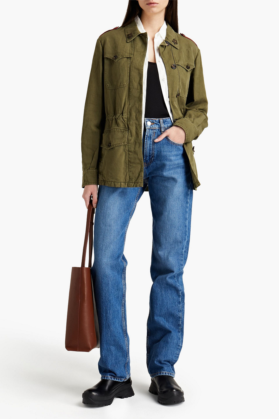 Belstaff Embellished Cotton And Linen-blend Twill Jacket In Forest Green