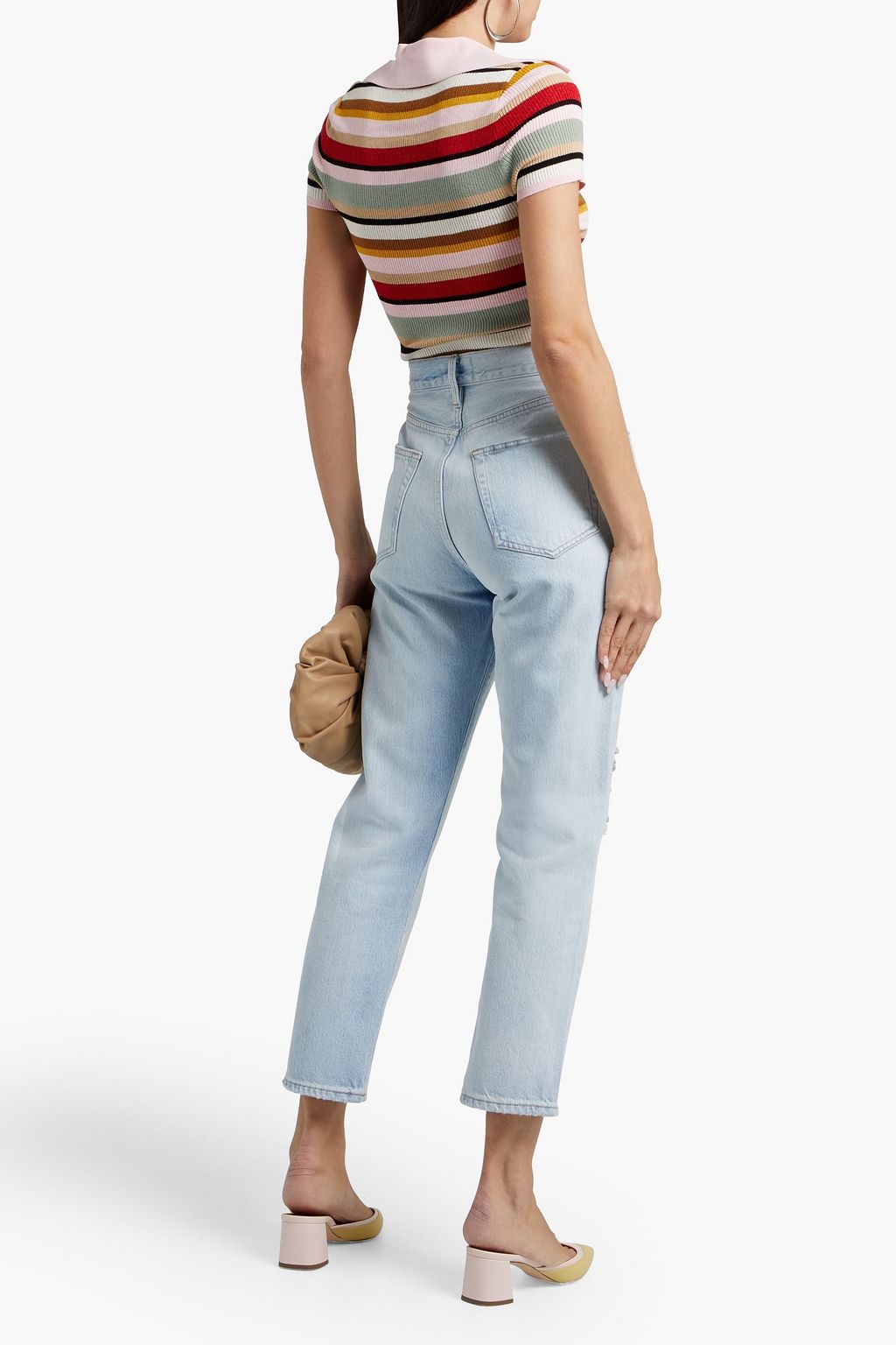 ALICE + OLIVIA Striped ribbed-knit top
