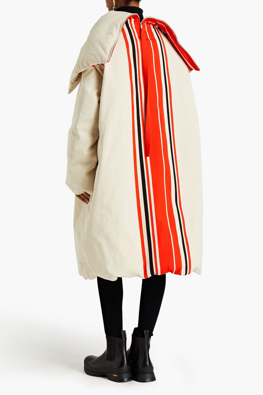 JIL SANDER Striped cotton-canvas down coat