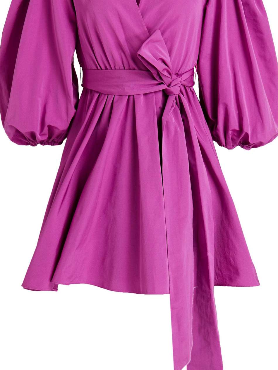 belted cotton-blend taffeta mini wrap dress