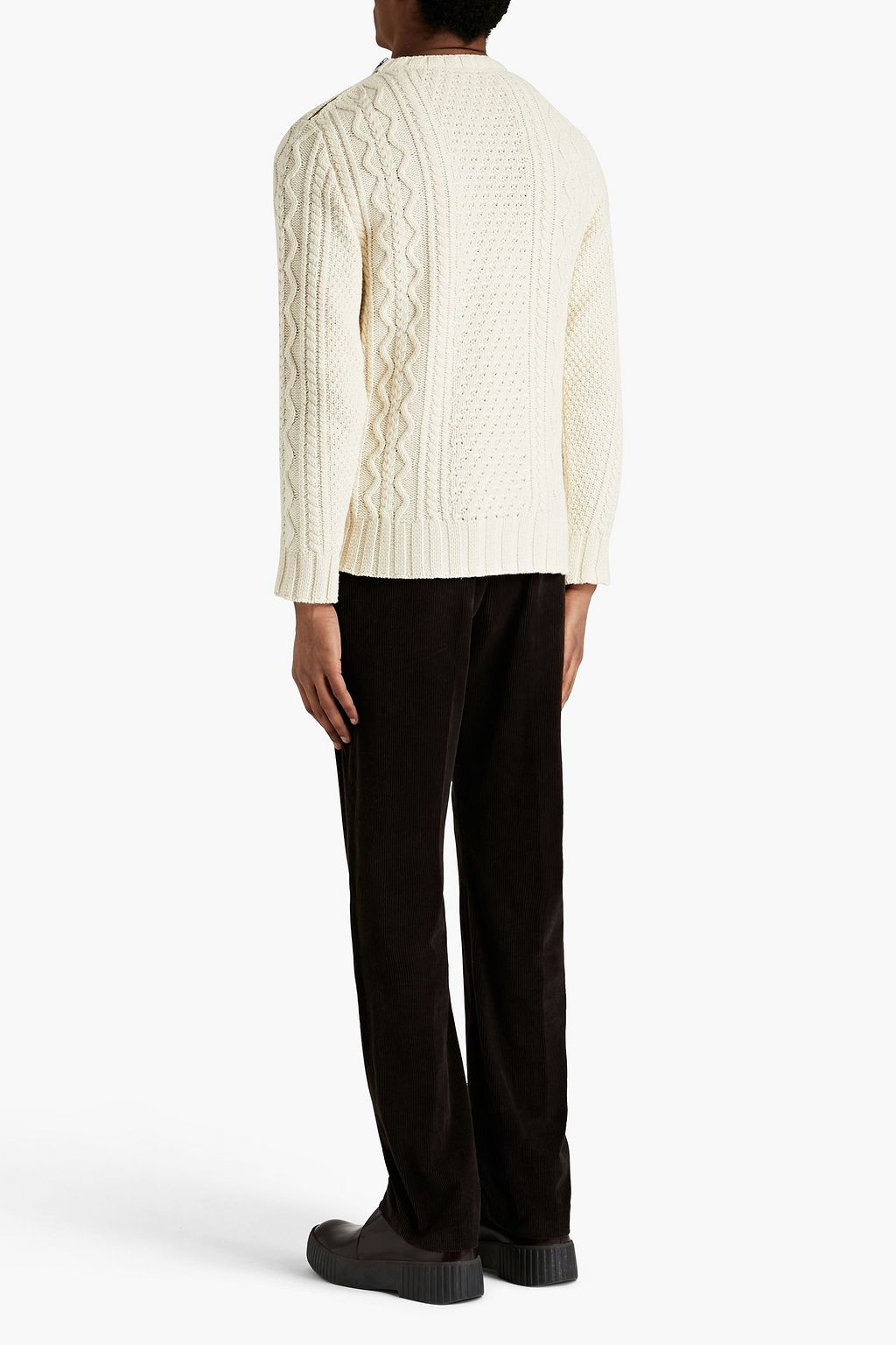 BELSTAFF Aran logo-appliquéd cable-knit sweater