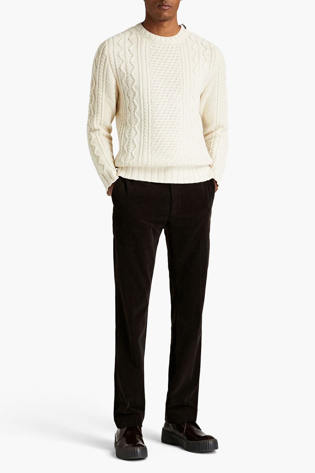 BELSTAFF Aran logo-appliquéd cable-knit sweater