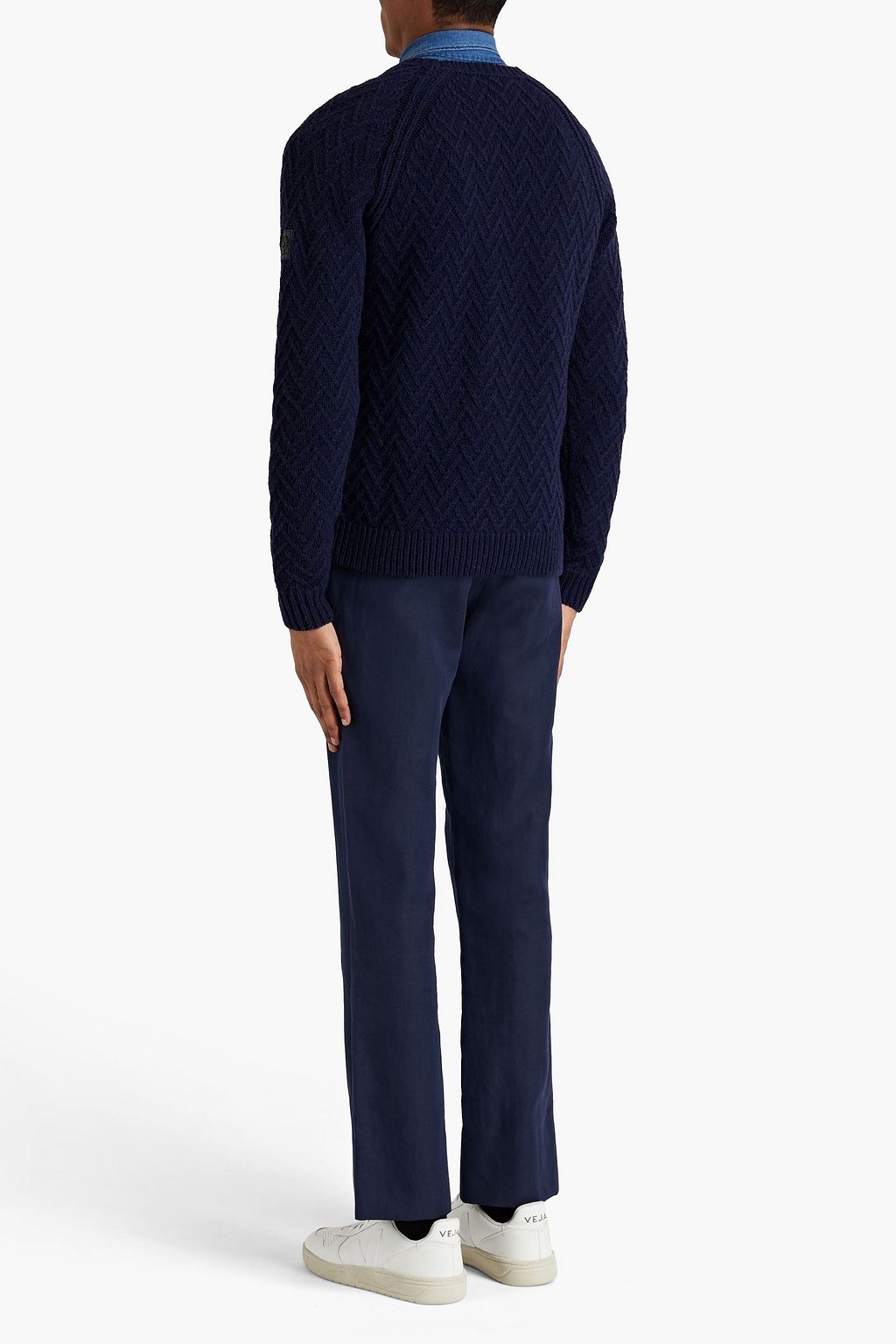 BELSTAFF Logo-appliquéd cable-knit wool sweater