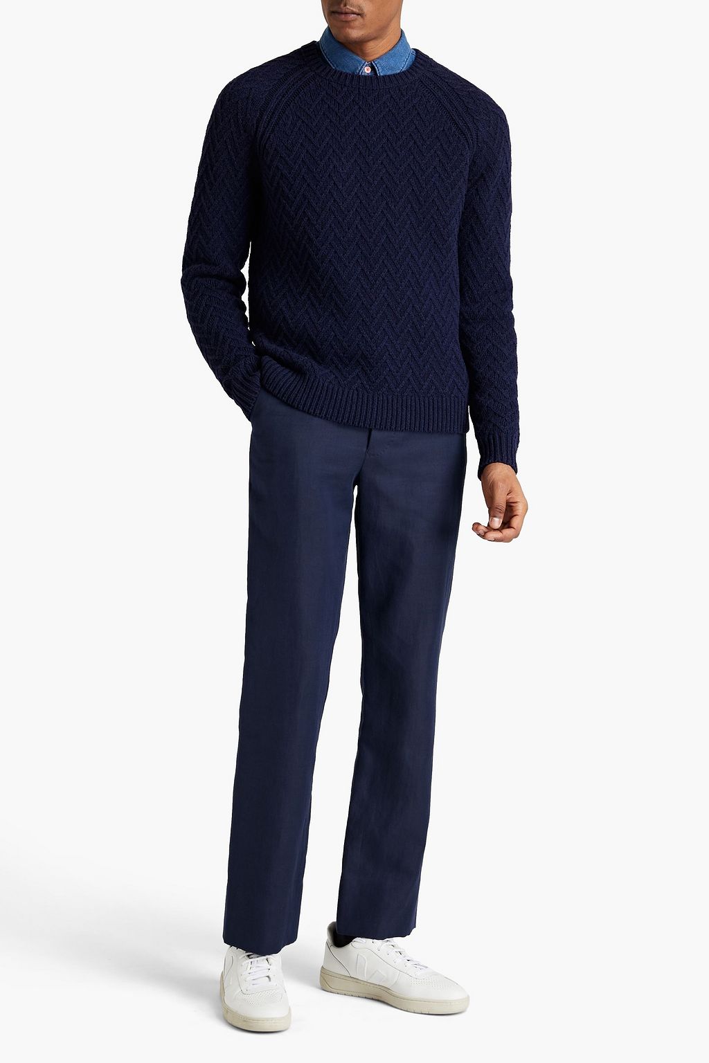BELSTAFF Logo-appliquéd cable-knit wool sweater