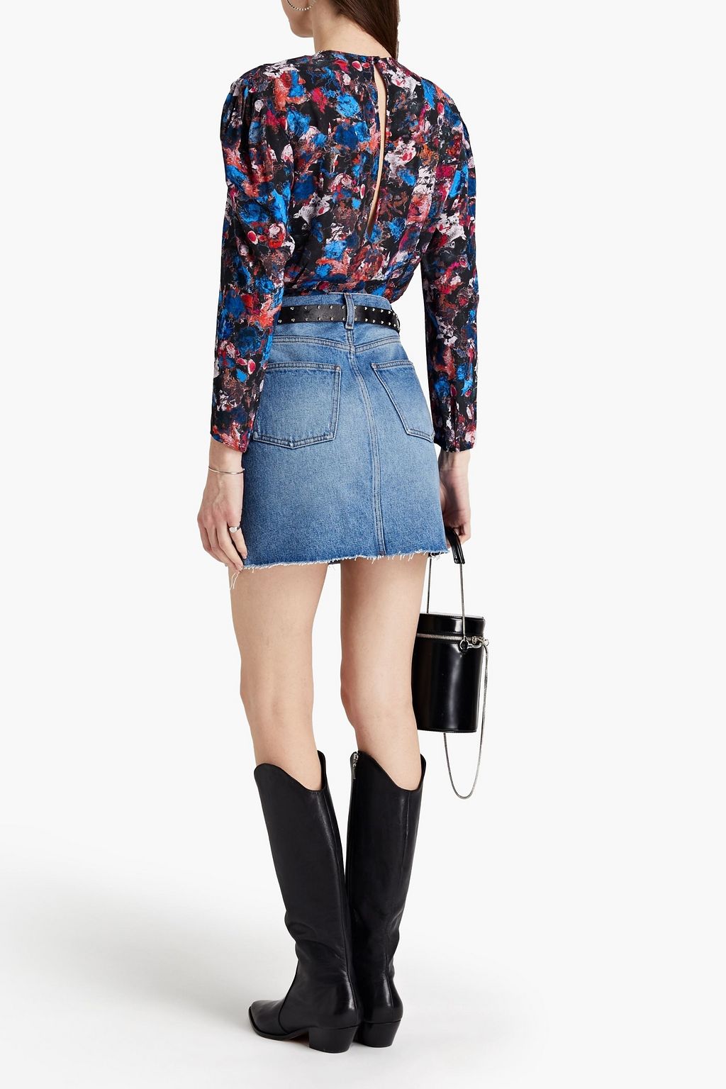 IRO Fouza frayed denim mini skirt