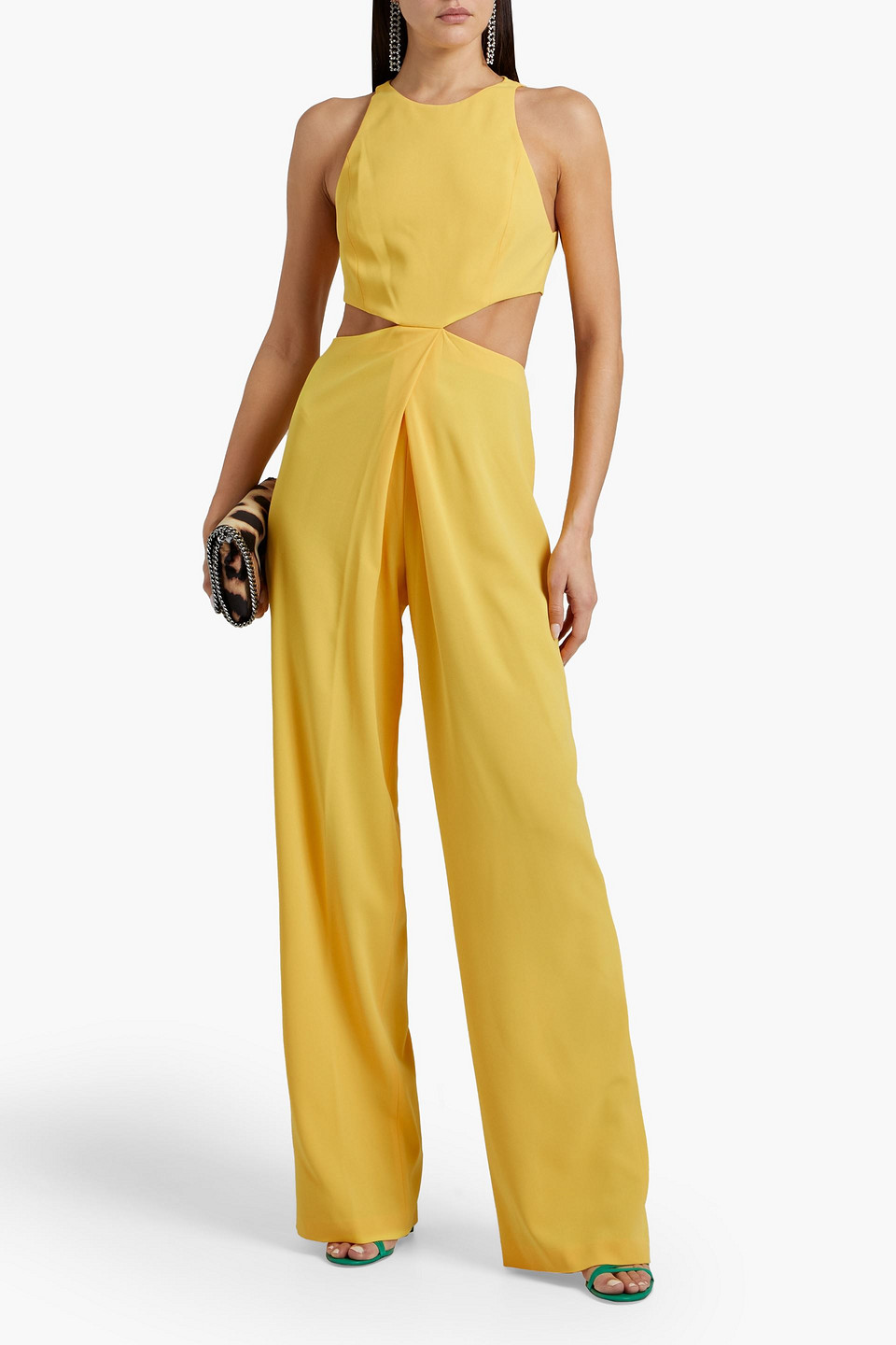 ALICE AND OLIVIA CARA CUTOUT PLEATED CREPE JUMPSUIT 3074457345628748667