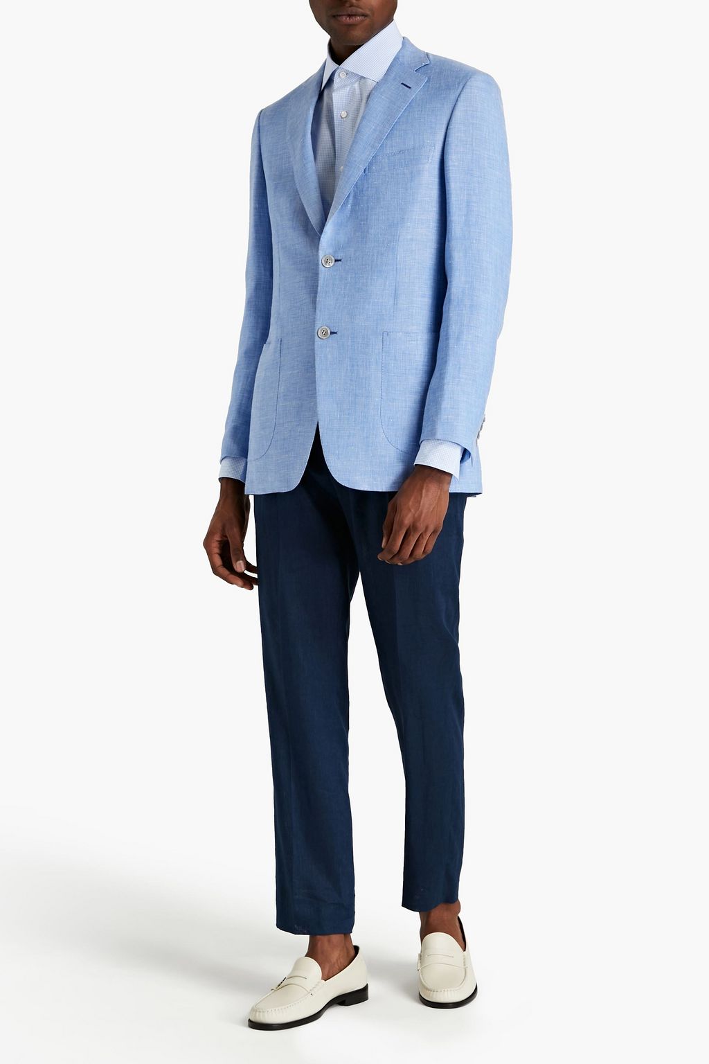 BRIONI Slim-fit slub cashmere, linen and silk-blend blazer