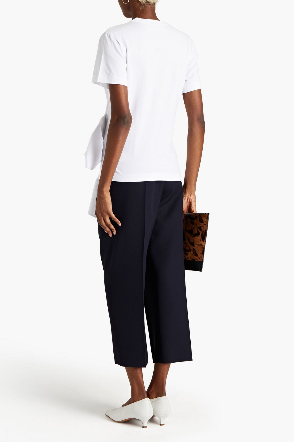 VICTORIA, VICTORIA BECKHAM Bow-embellished stretch-cotton jersey T-shirt