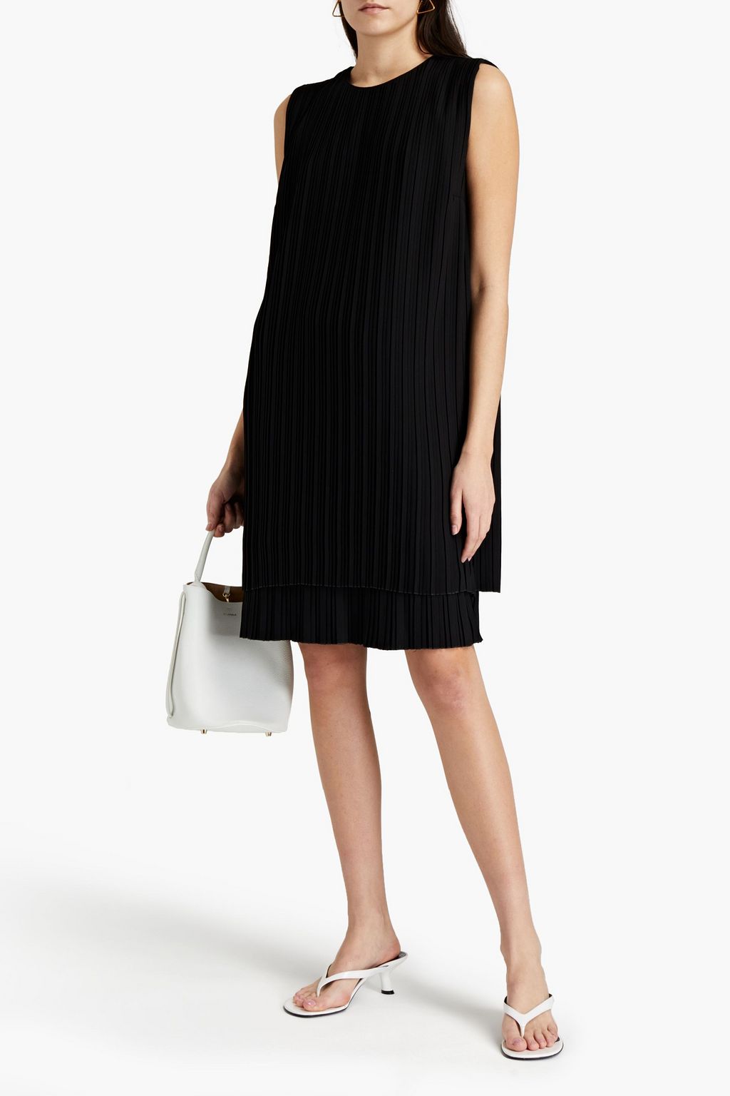 VICTORIA, VICTORIA BECKHAM Pleated stretch-crepe mini dress