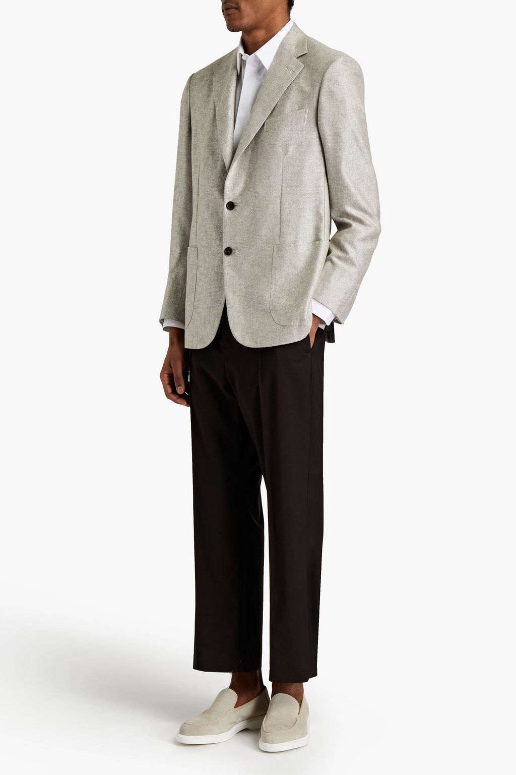 BRIONI Slub silk and cashmere-blend blazer