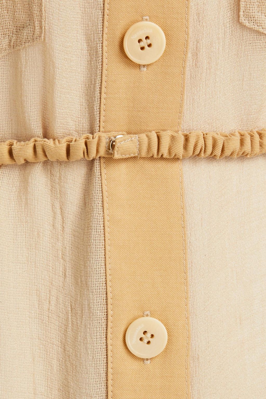 NANUSHKA Oversized belted gabardine-paneled gauze shirt
