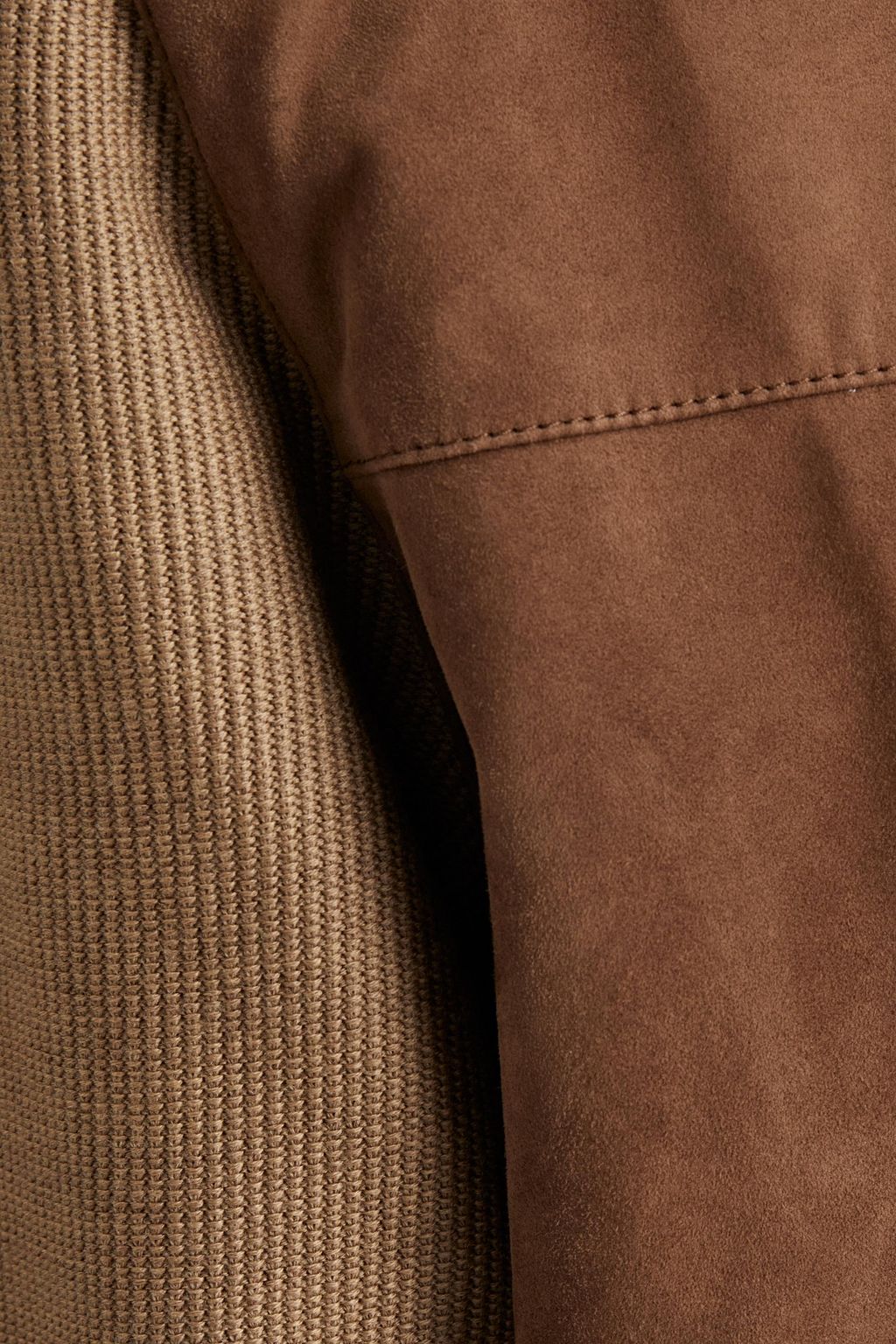 BRIONI Wool-paneled suede bomber jacket