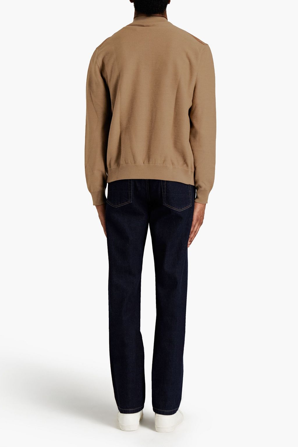 BRIONI Wool-paneled suede bomber jacket