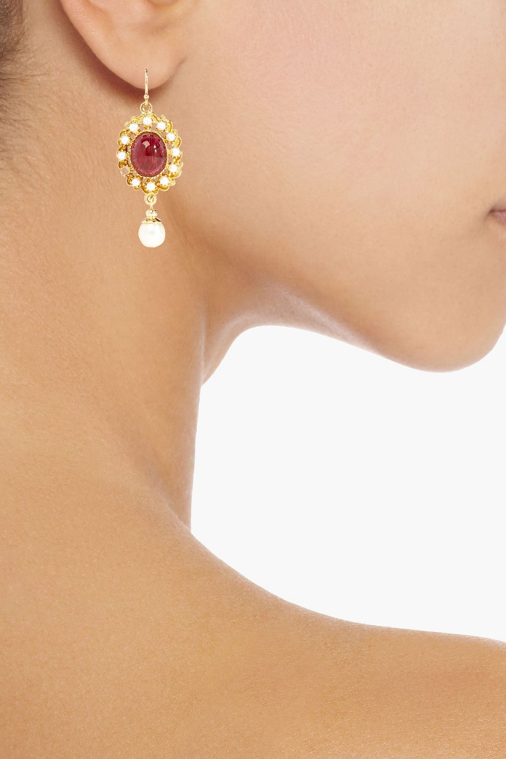 BEN-AMUN 24-karat gold-plated, stone and faux pearl earrings
