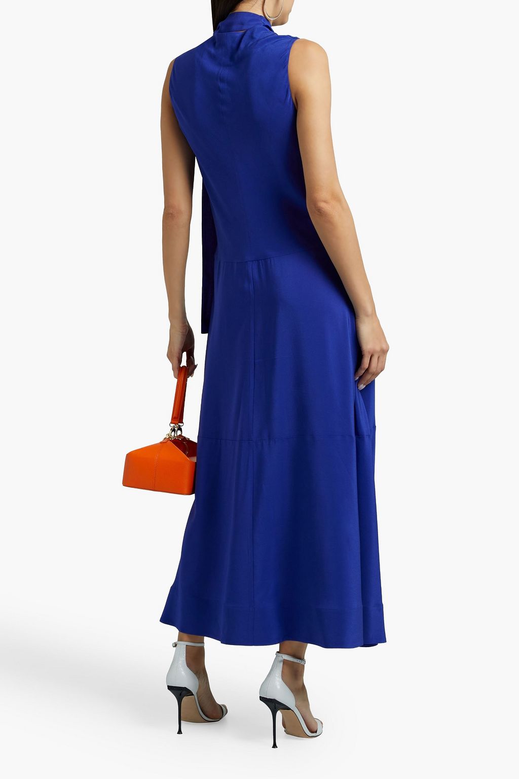 VICTORIA, VICTORIA BECKHAM Tie-neck silk crepe de chine maxi dress