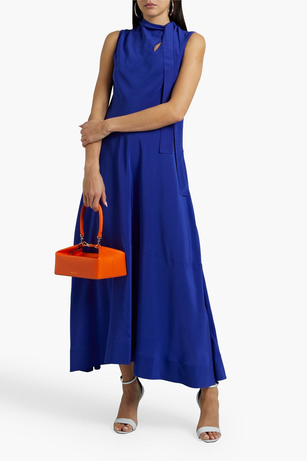 VICTORIA, VICTORIA BECKHAM Tie-neck silk crepe de chine maxi dress