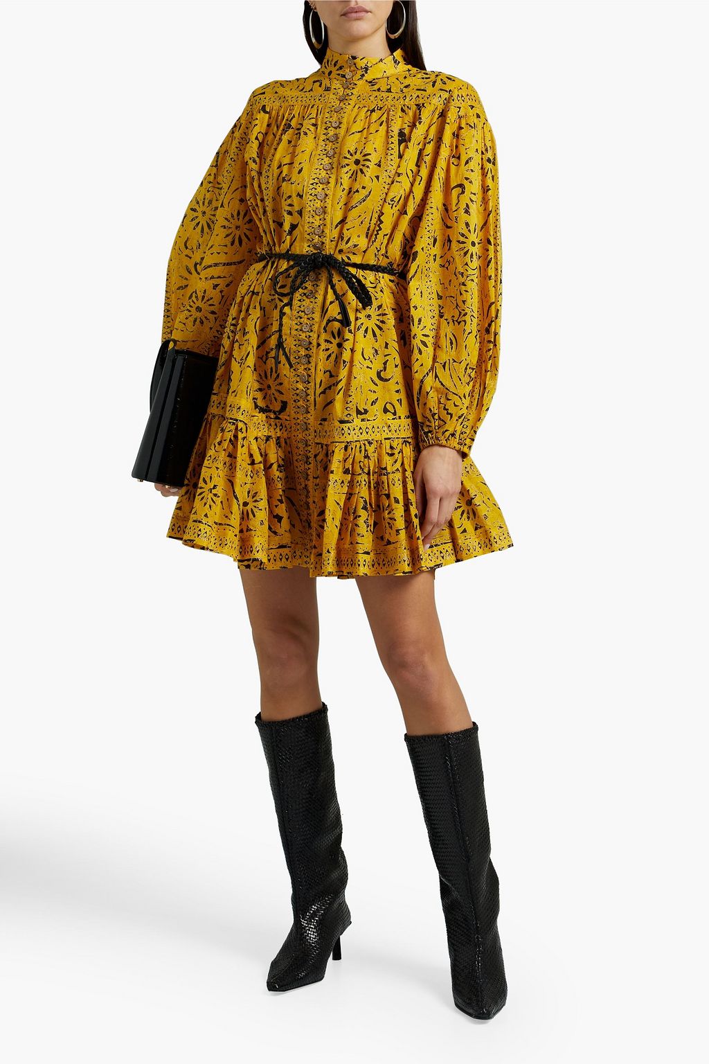 ZIMMERMANN Lulu belted ruffled printed cotton-voile mini dress | Sale ...