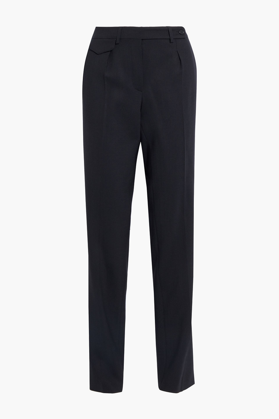 etro - pleated stretch-wool crepe straight-leg pants - black - it 38