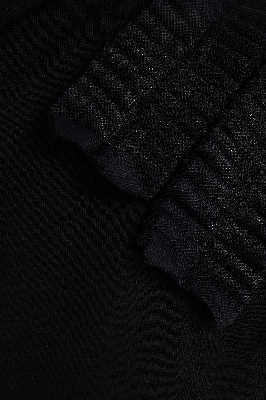 RICK OWENS Tulle-paneled ruffled cotton-jersey top