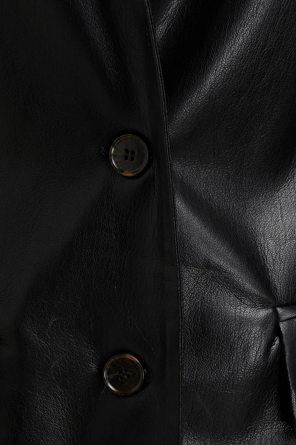 NANUSHKA Ruched vegan leather mini shirt dress