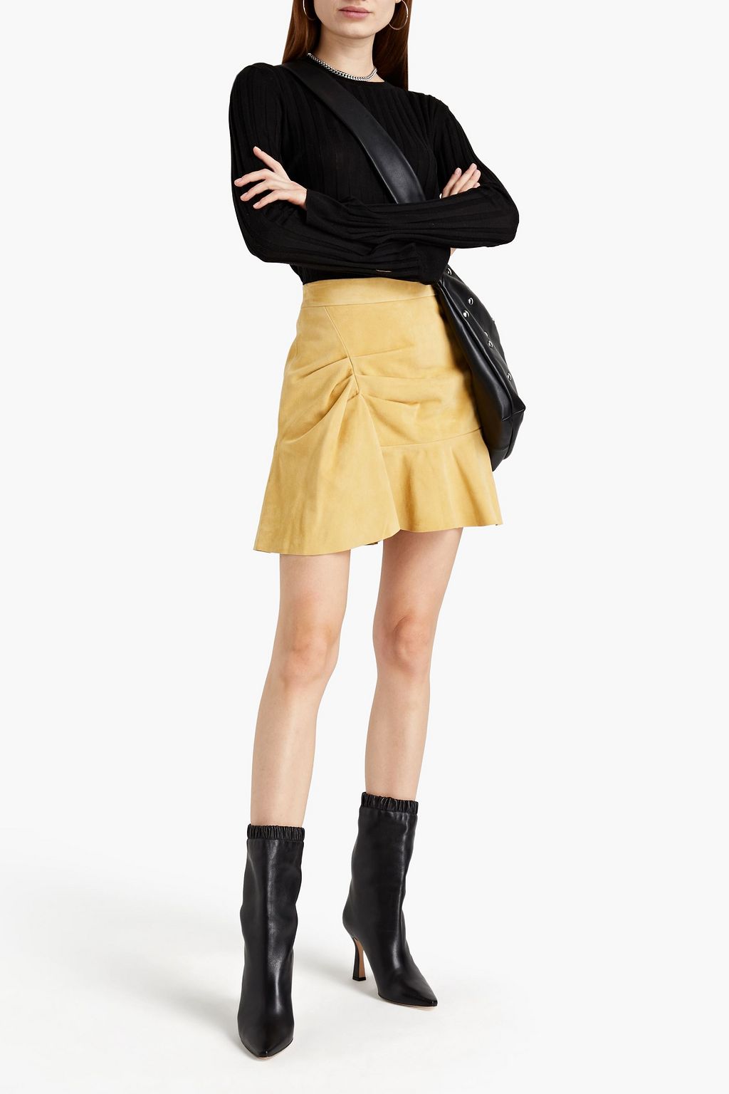 IRO Marana ruched stretch-suede mini skirt
