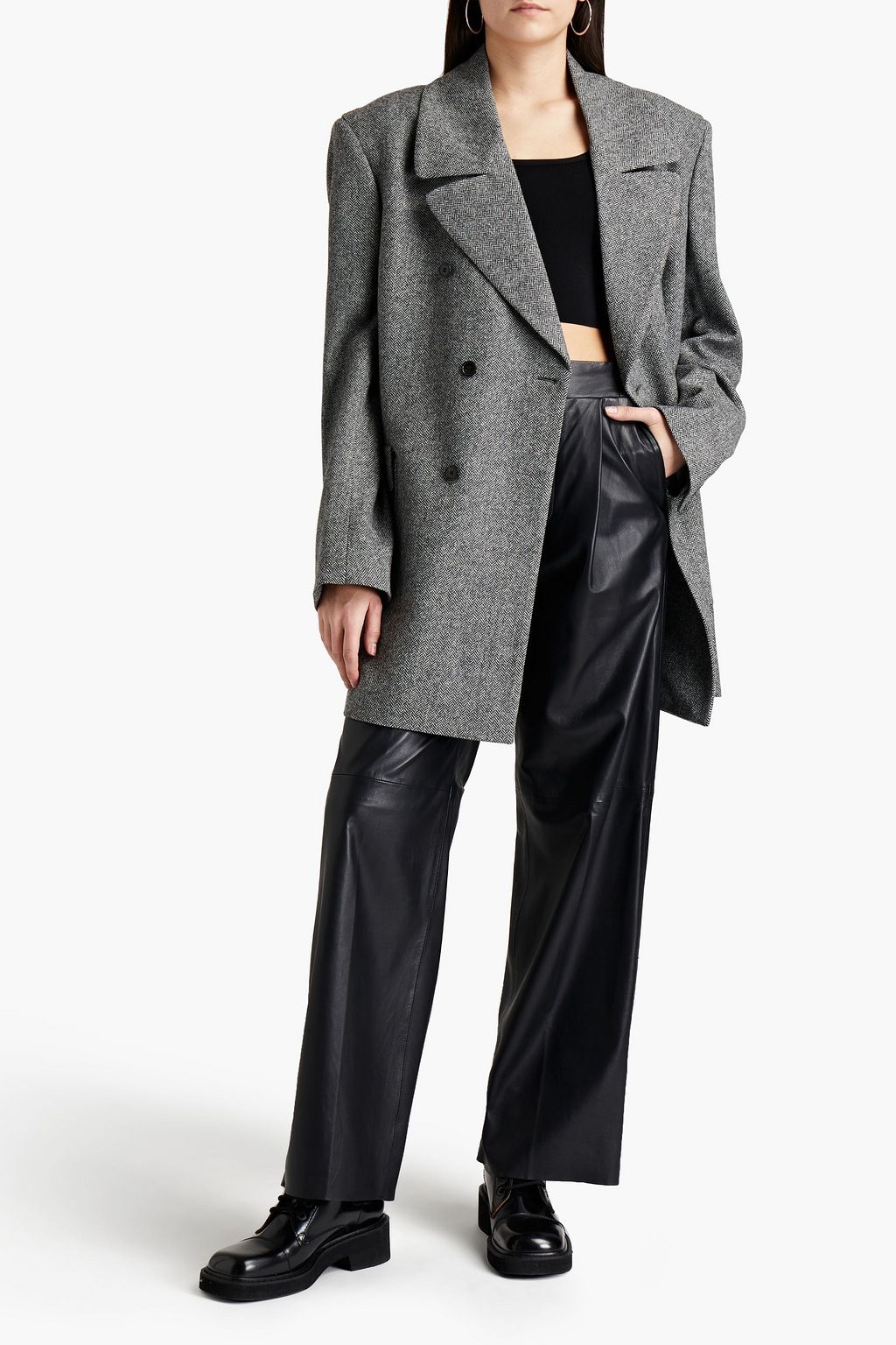MAISON MARGIELA Double-breasted herringbone wool-tweed blazer