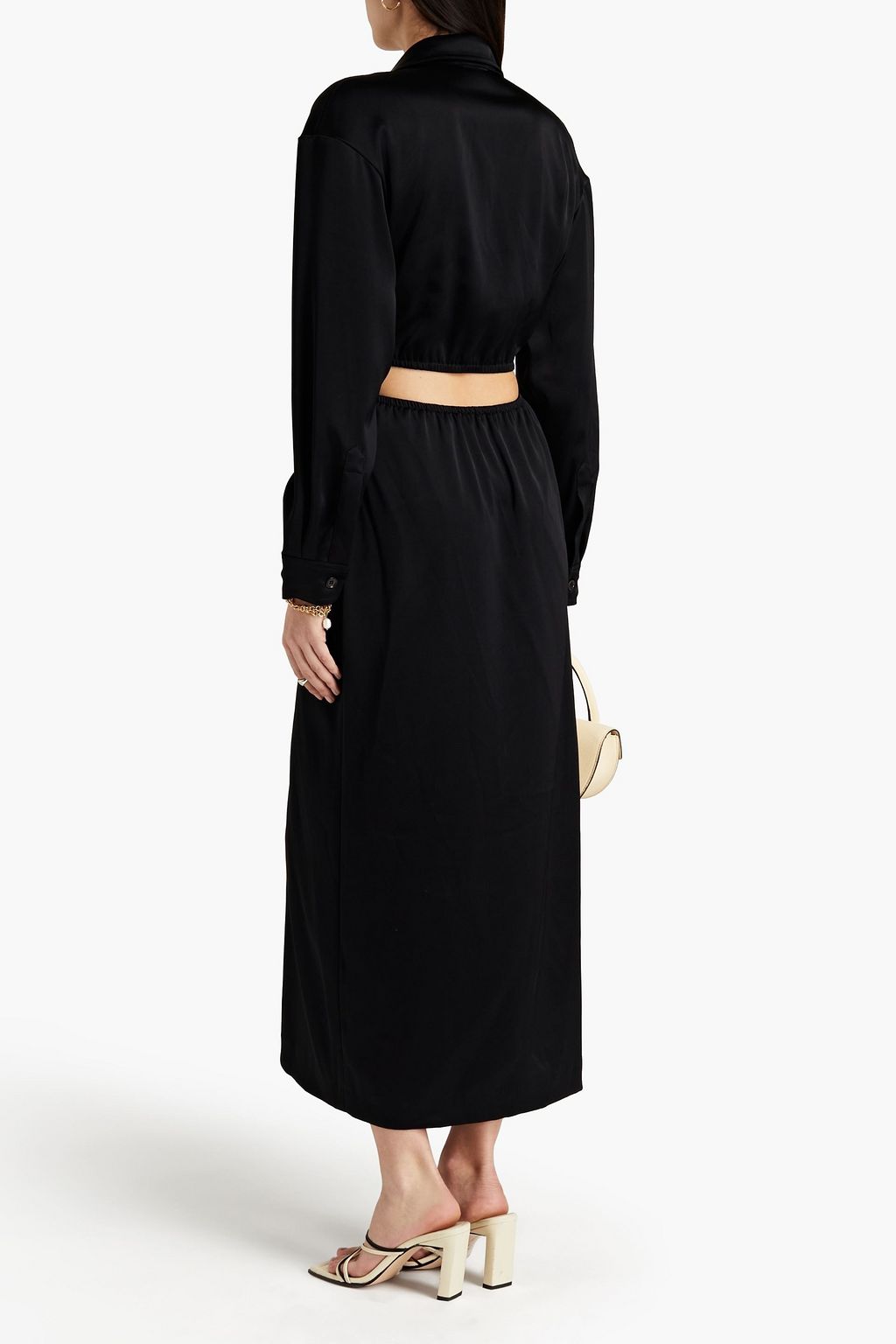NANUSHKA Cutout satin midi shirt dress