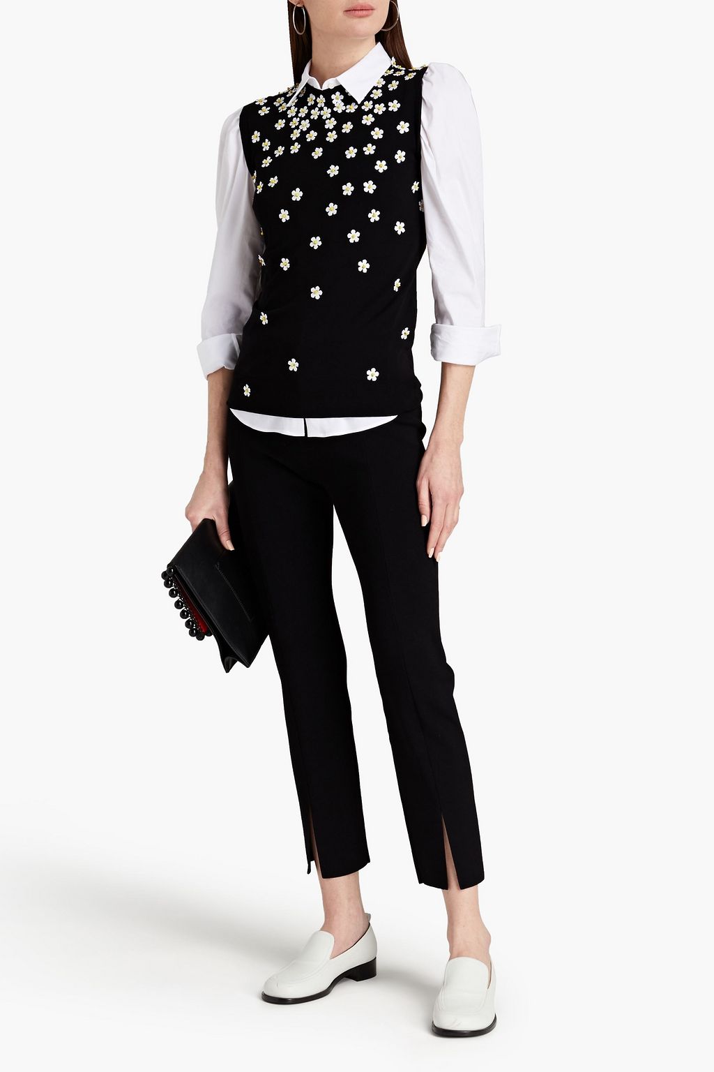 RABANNE Floral-appliquéd knitted top