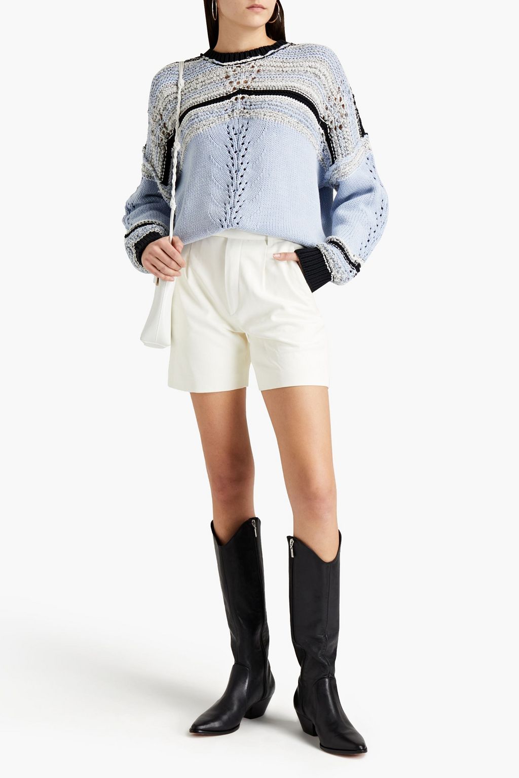 IRO Peryne pointelle-trimmed cotton-blend sweater