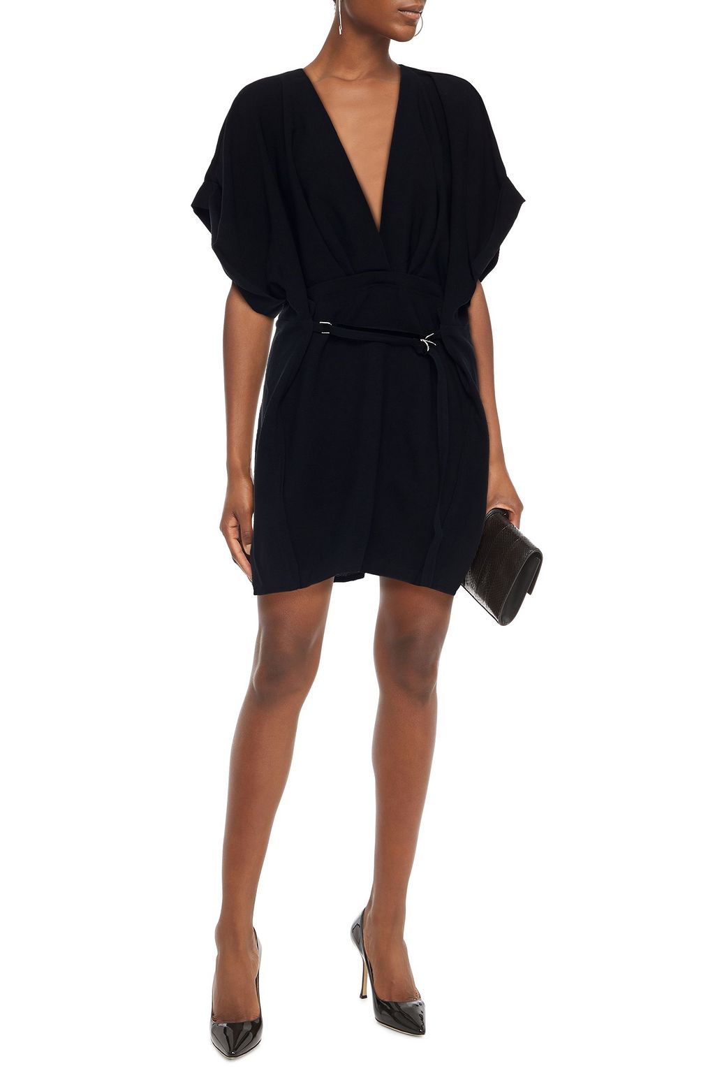 IRO Danube belted stretch-crepe mini dress