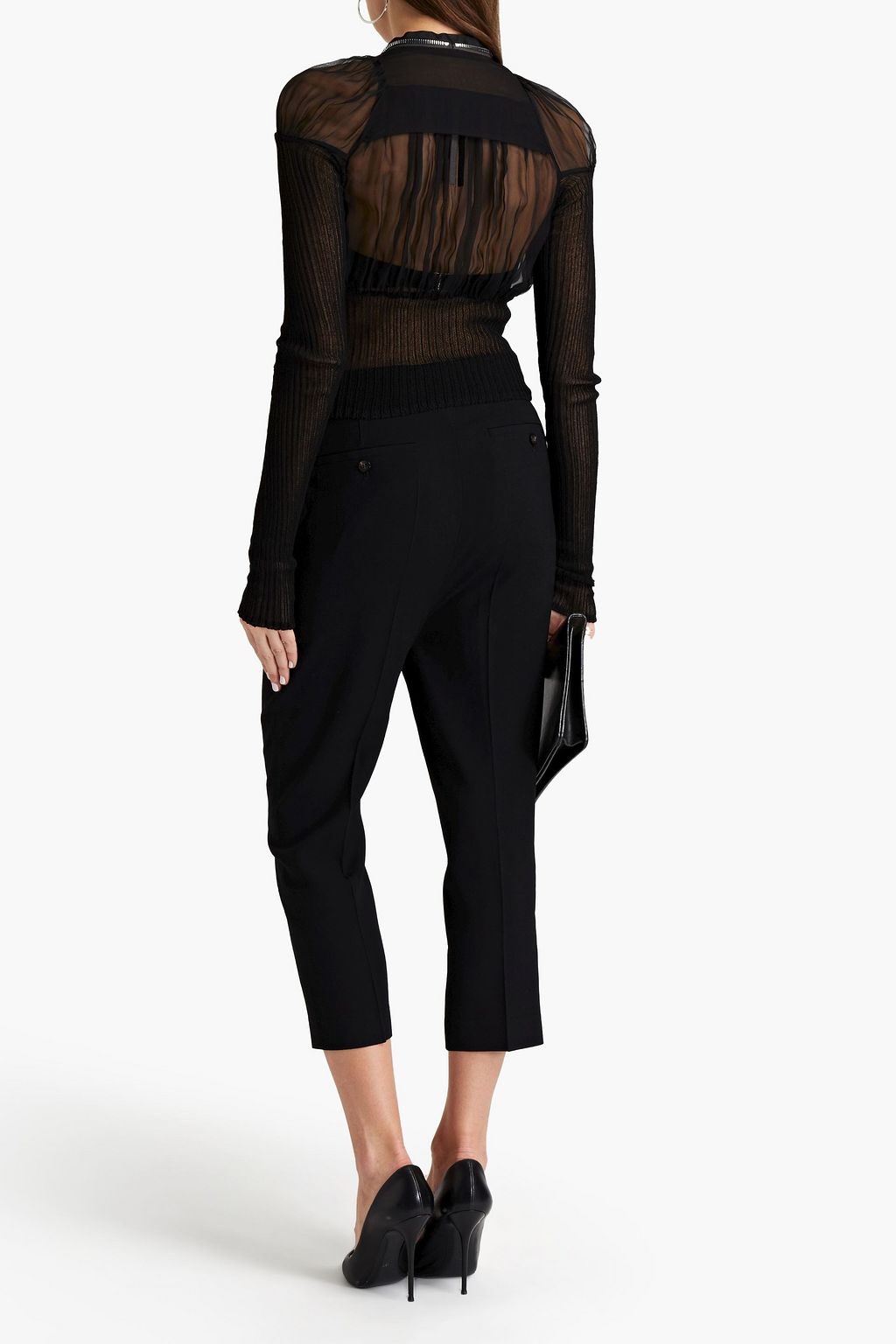 RICK OWENS Eugenie knit-paneled gathered silk-chiffon jacket