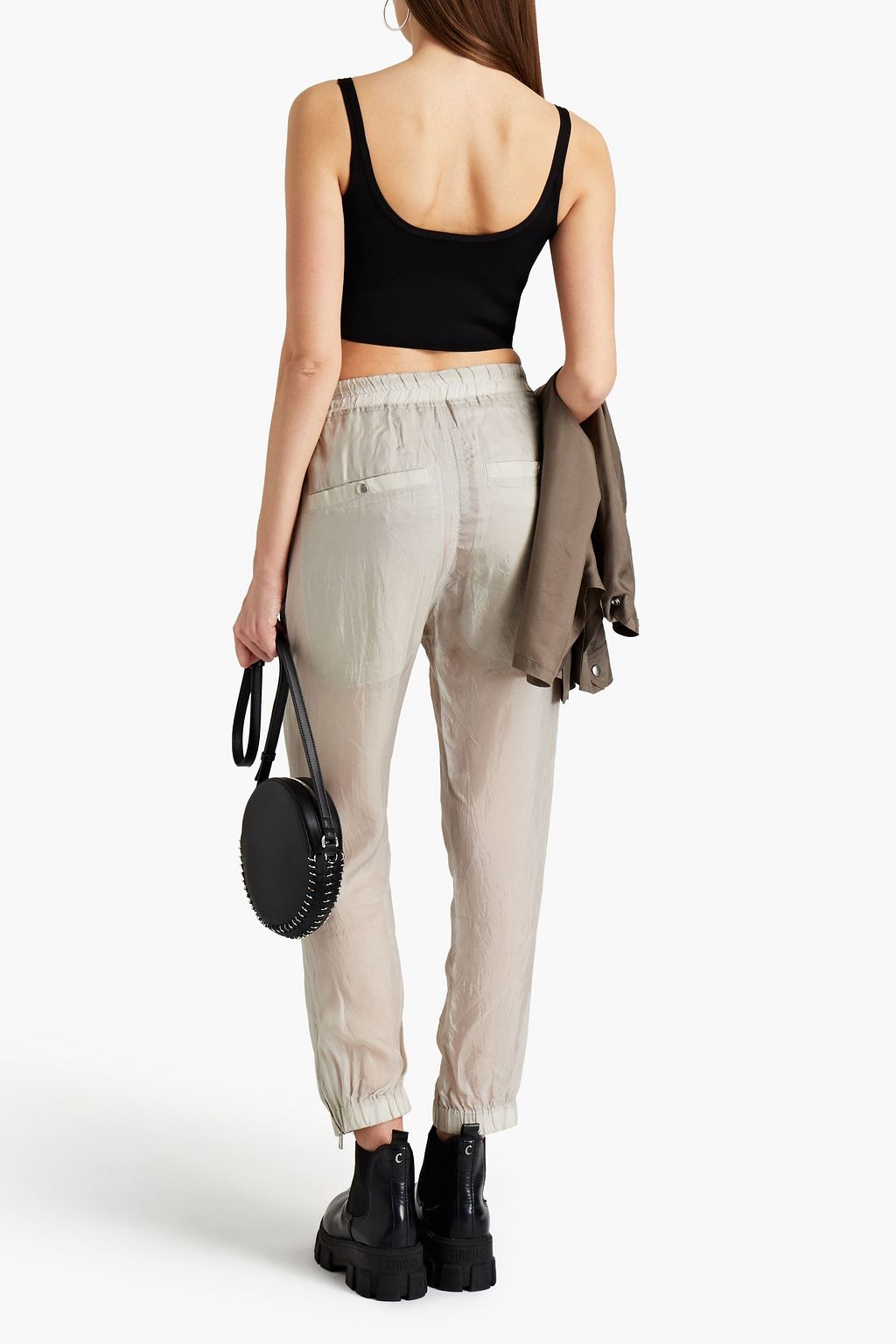 RICK OWENS Cropped cupro tapered pants