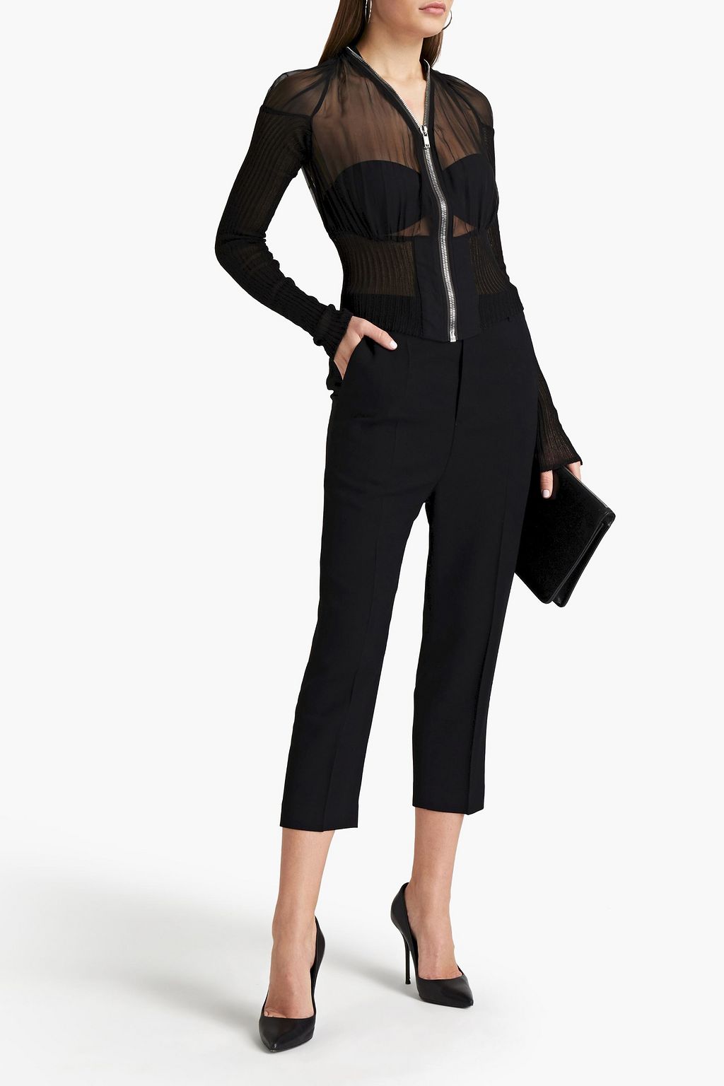RICK OWENS Cropped wool-blend crepe slim-leg pants