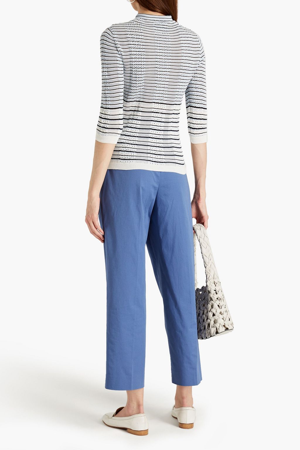 PAUL SMITH Striped pointelle-knit cotton turtleneck sweater